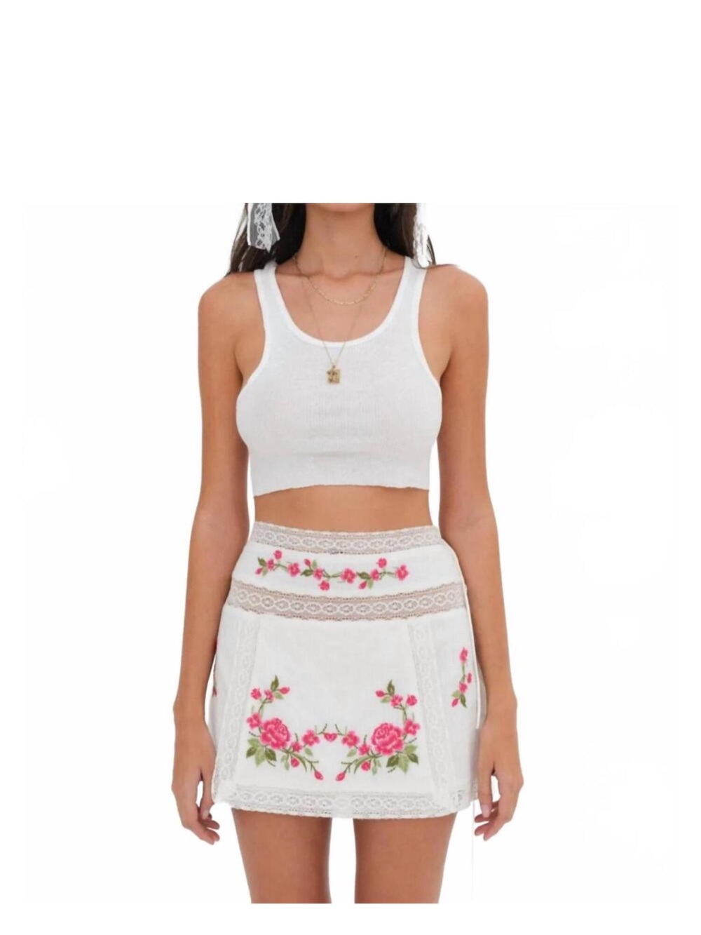 For love and lemons Embroidered Floral Mini Skirt